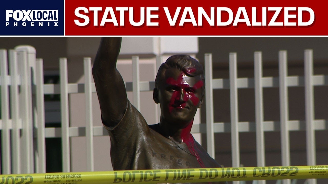 Charlie Kirk TPUSA memorial statue defaced with spray paint in Tempe