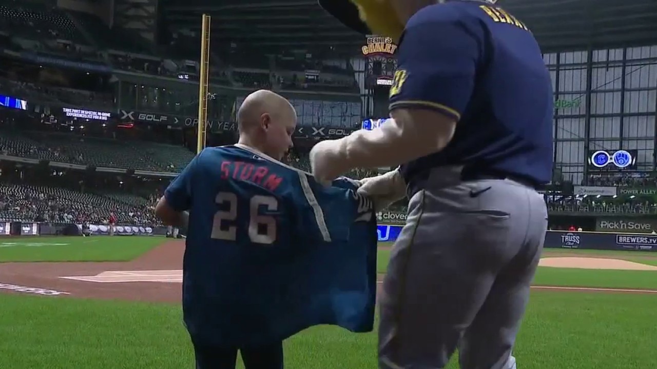 Burlington boy celebrates cancer remission with Brewers call-up