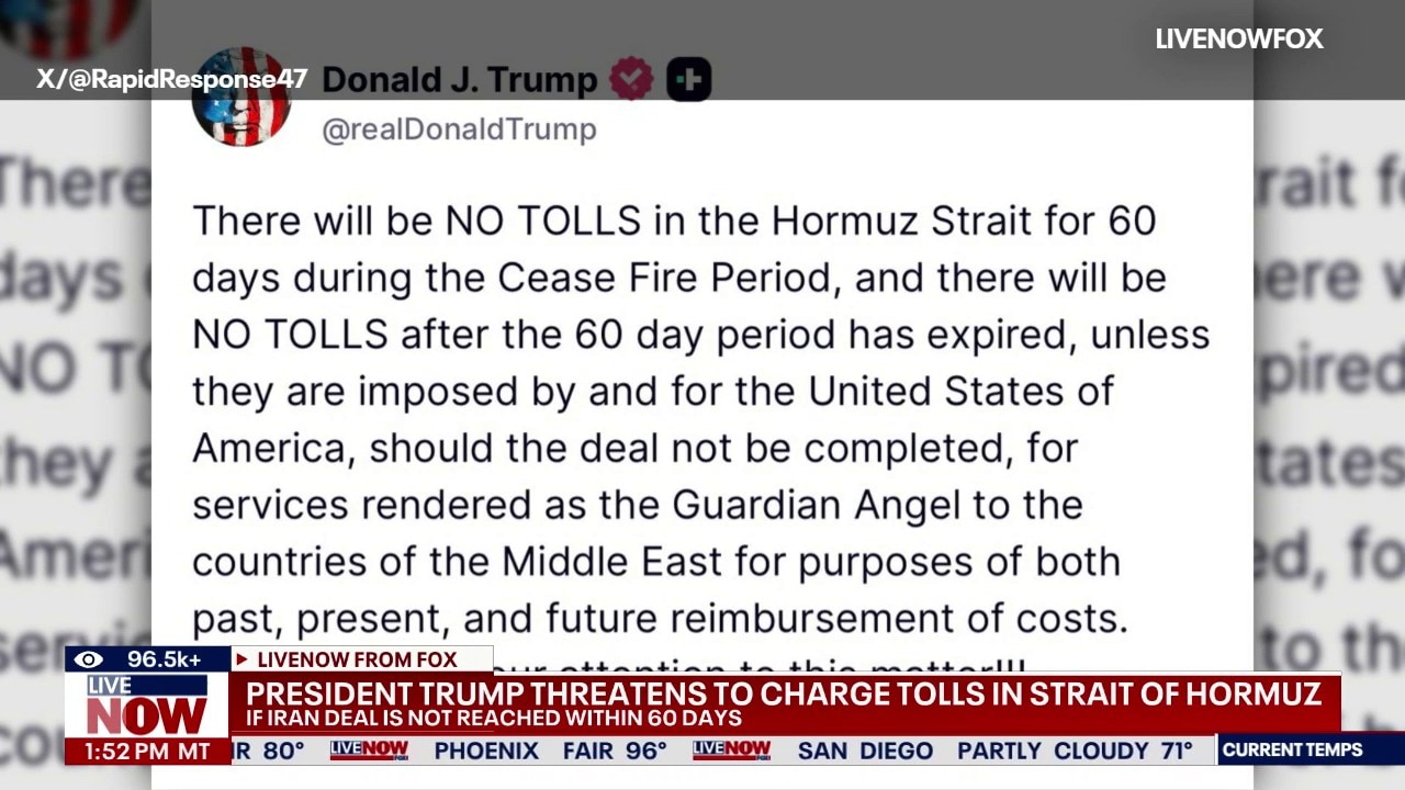 Trump statement on Strait of Hormuz: 'NO TOLLS'