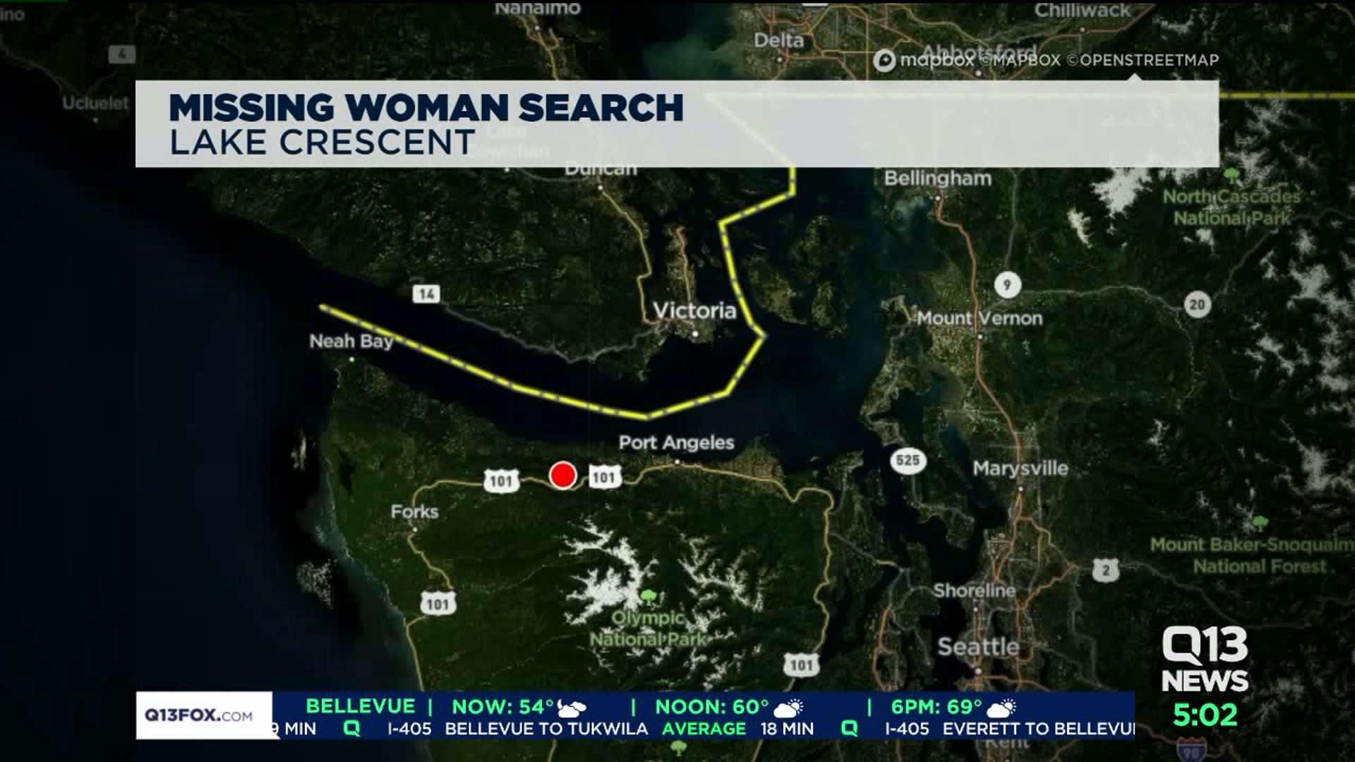 Missing woman search at Lake Crescent