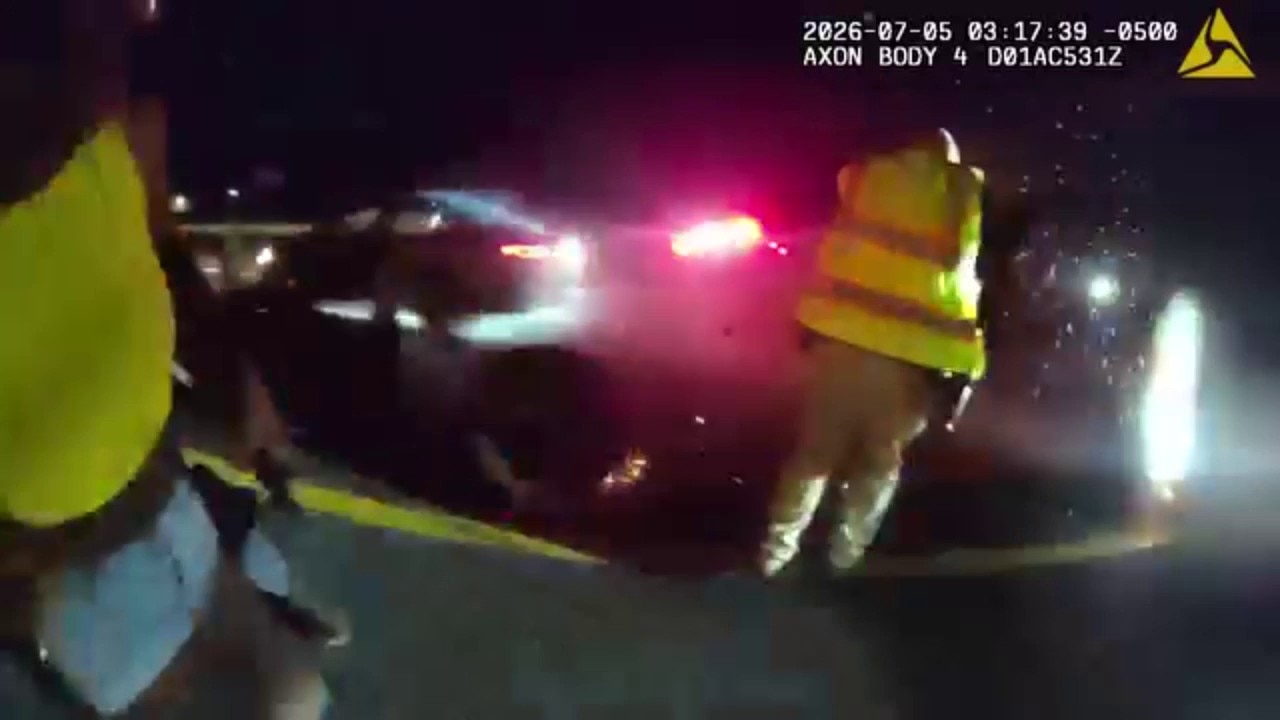 Vehicle slams into parked police cruiser in Forney, missing first responders by feet