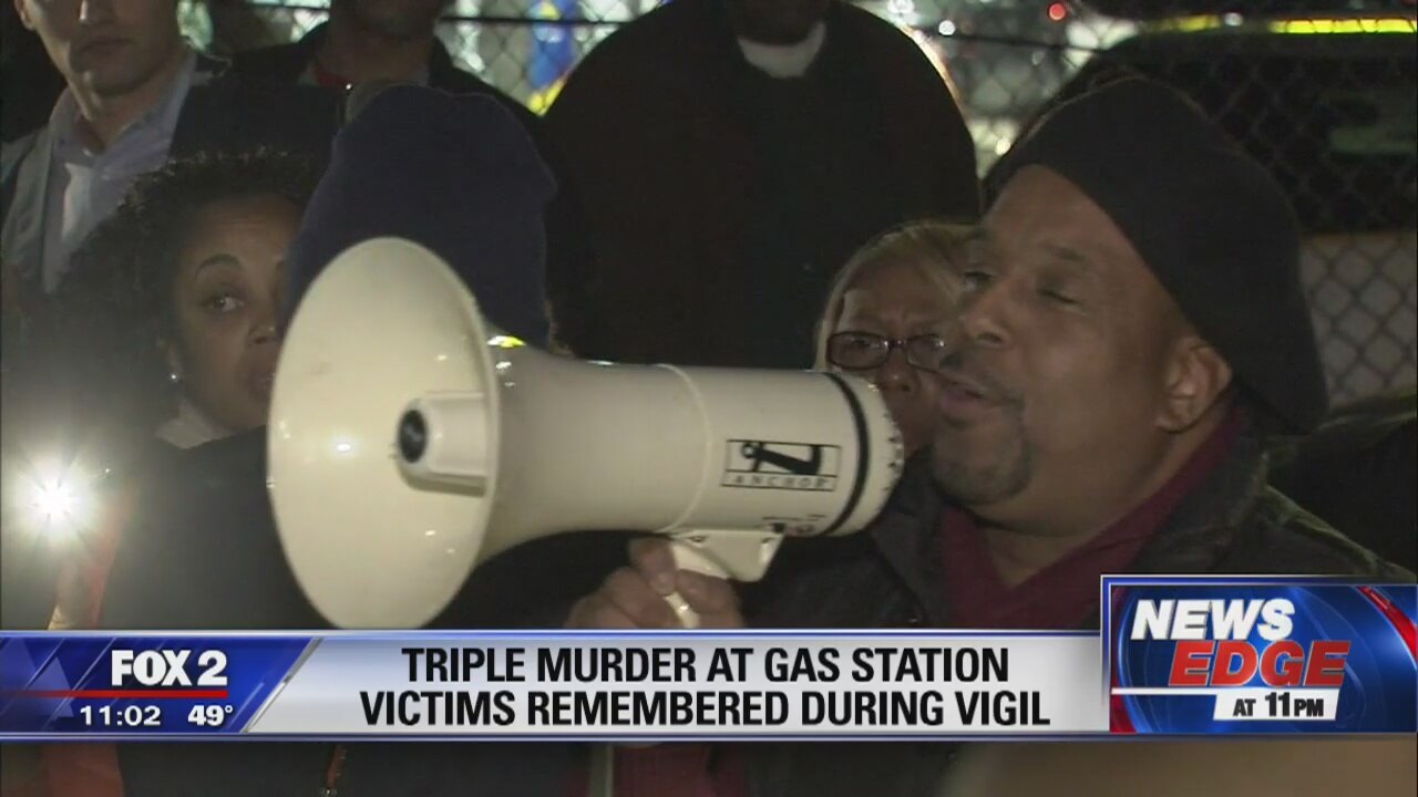 Hundreds gather for vigil at gas station site of triple murder