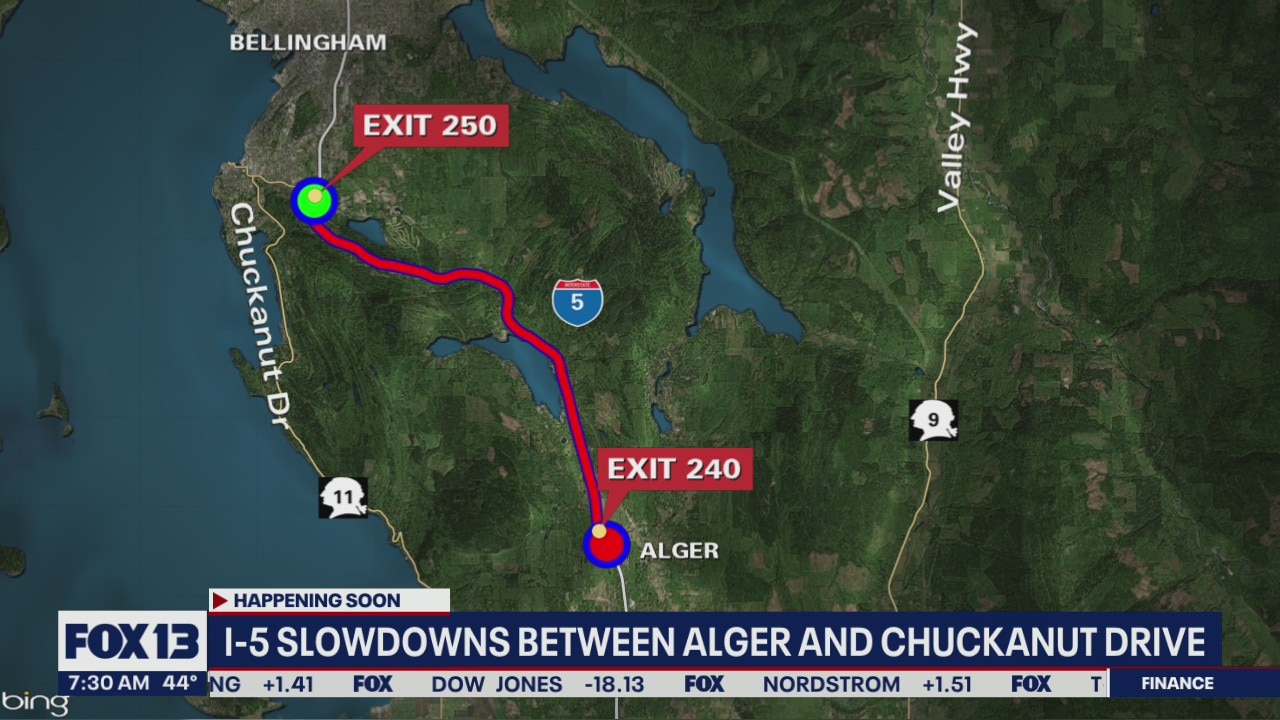 I-5 rolling slowdowns planned for Thursday in Whatcom County