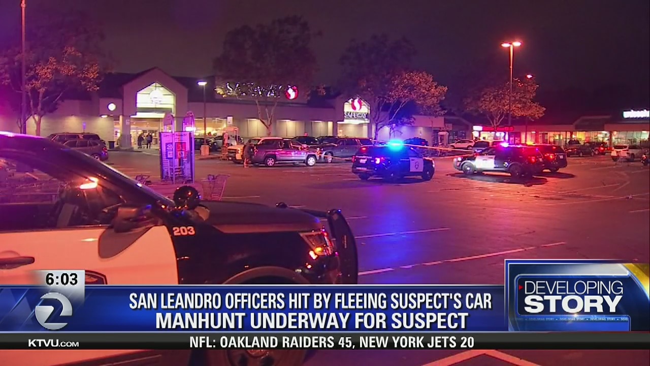 Two officers hit by fleeing suspect's vehicle in San Leandro
