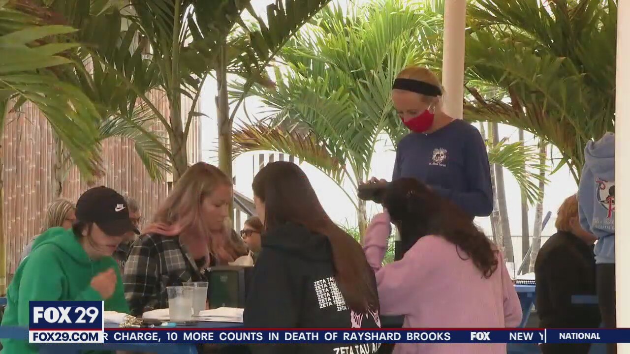 People enjoy outdoor dining in New Jersey
