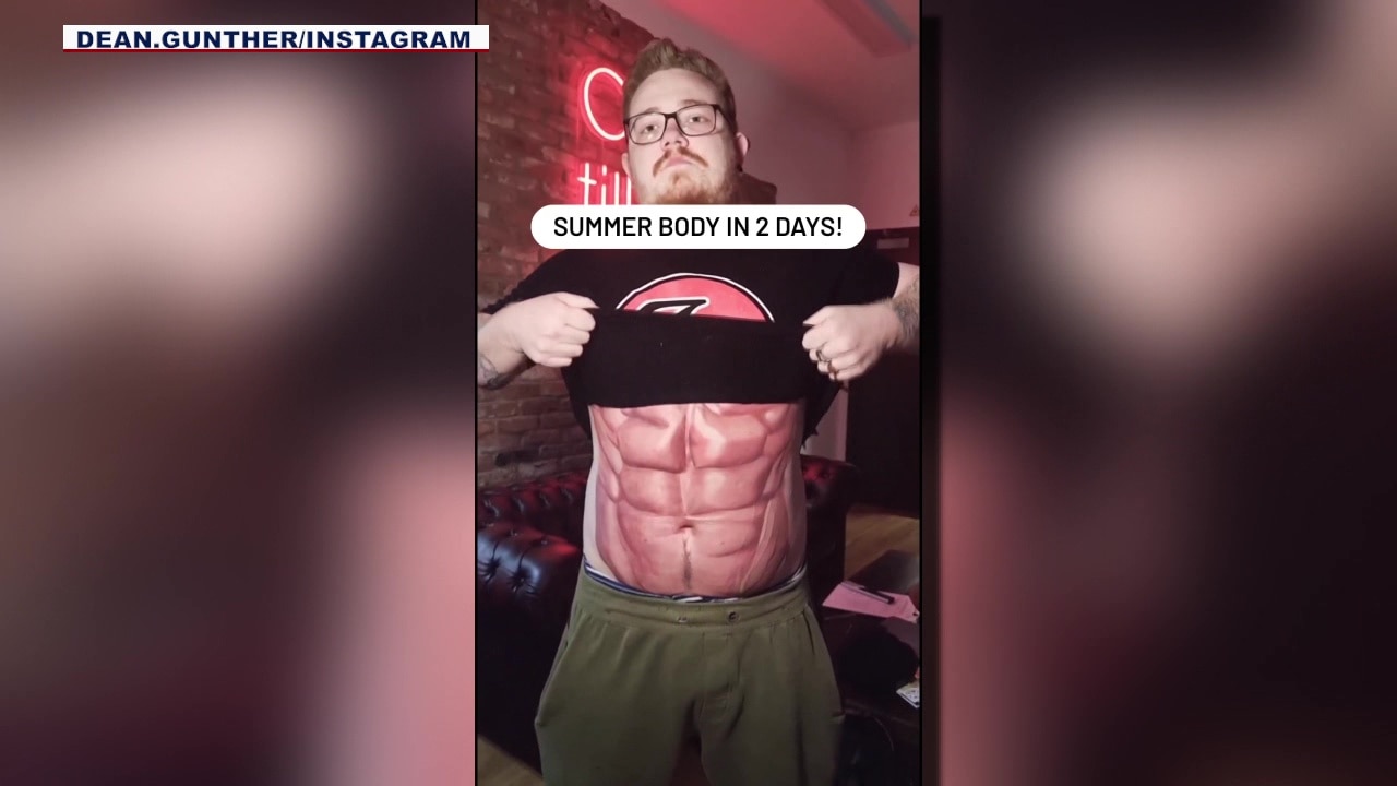 Beach ready? Man has six-pack tattooed on his stomach