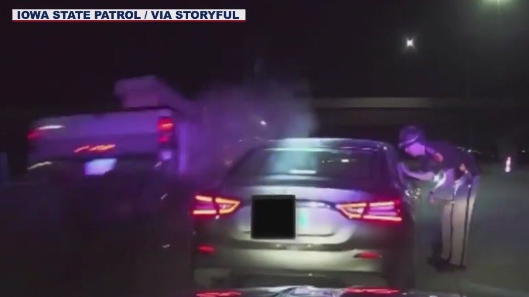 Truck crashes into car during traffic stop