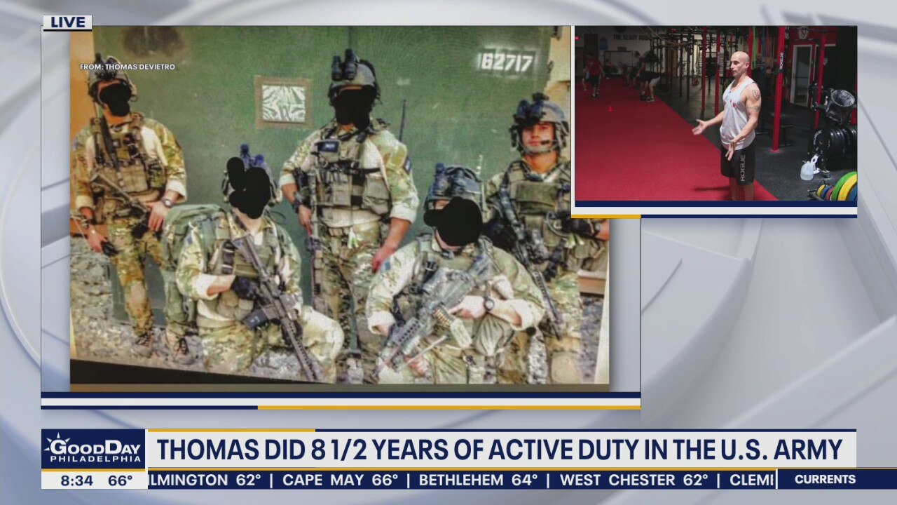 Jenn talks with Army vet Thomas DeVietro on Veterans Day