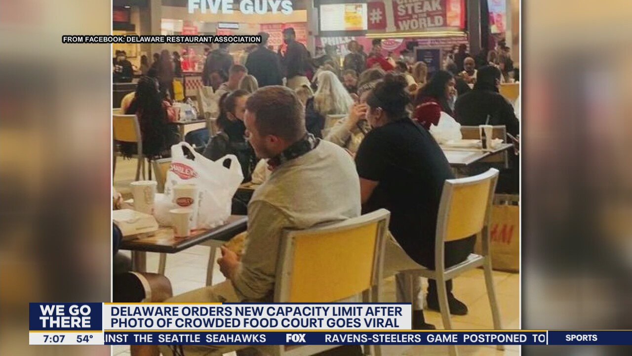Photos of packed mall food court prompt changes to Delaware restrictions