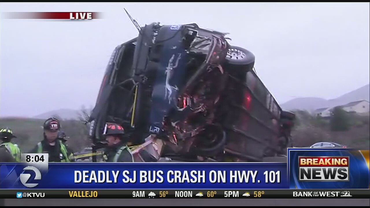 SAN JOSE: 2 Killed and part of Highway 101 shut down after deadly bus crash