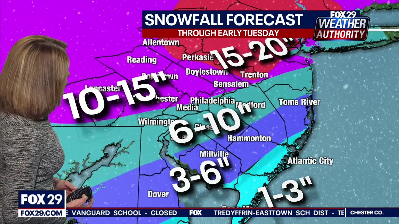 Weather Authority: Nor'easter continues Monday with double-digit snowfall expected for some