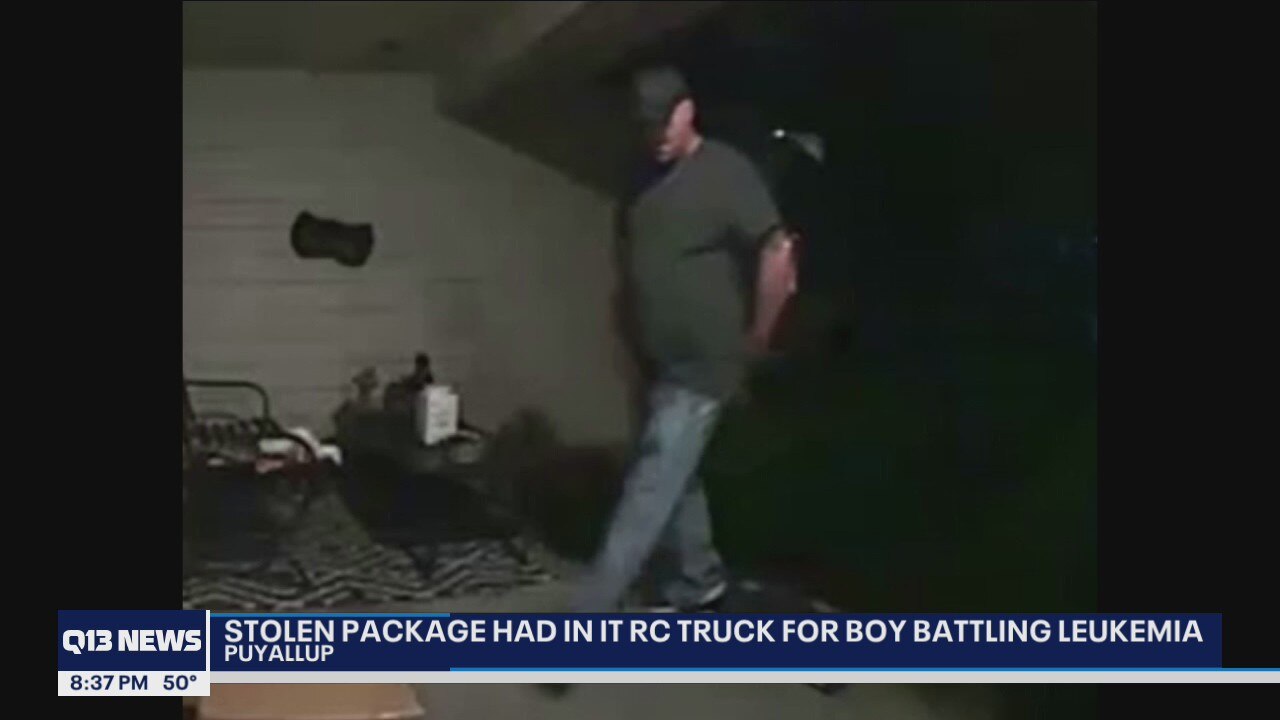 Video shows thief stealing package with toy truck for boy battling Leukemia