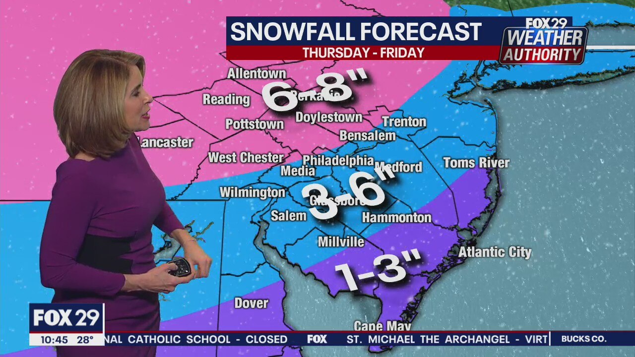 Winter storm warnings issued with several inches of snow expected Thursday