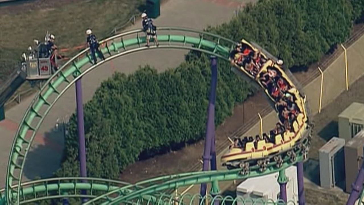 Riders stuck on Joker's Jinx roller coaster in 2014