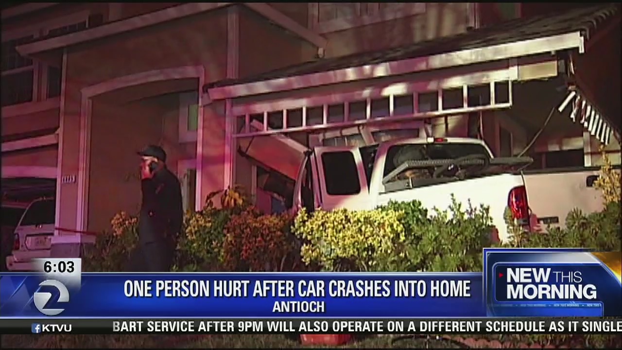One hurt after pickup slams into home in Antioch