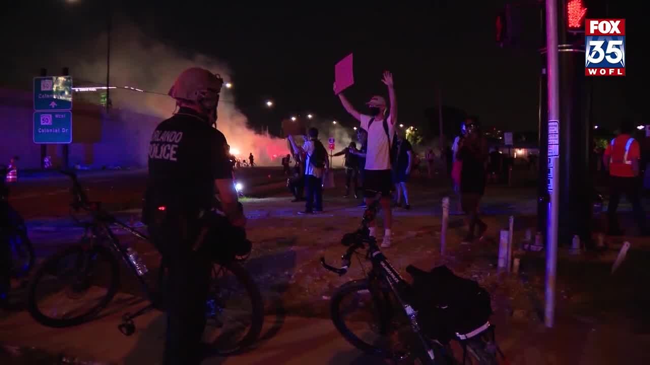 Police fire tear gas at protesters on Interstate 4