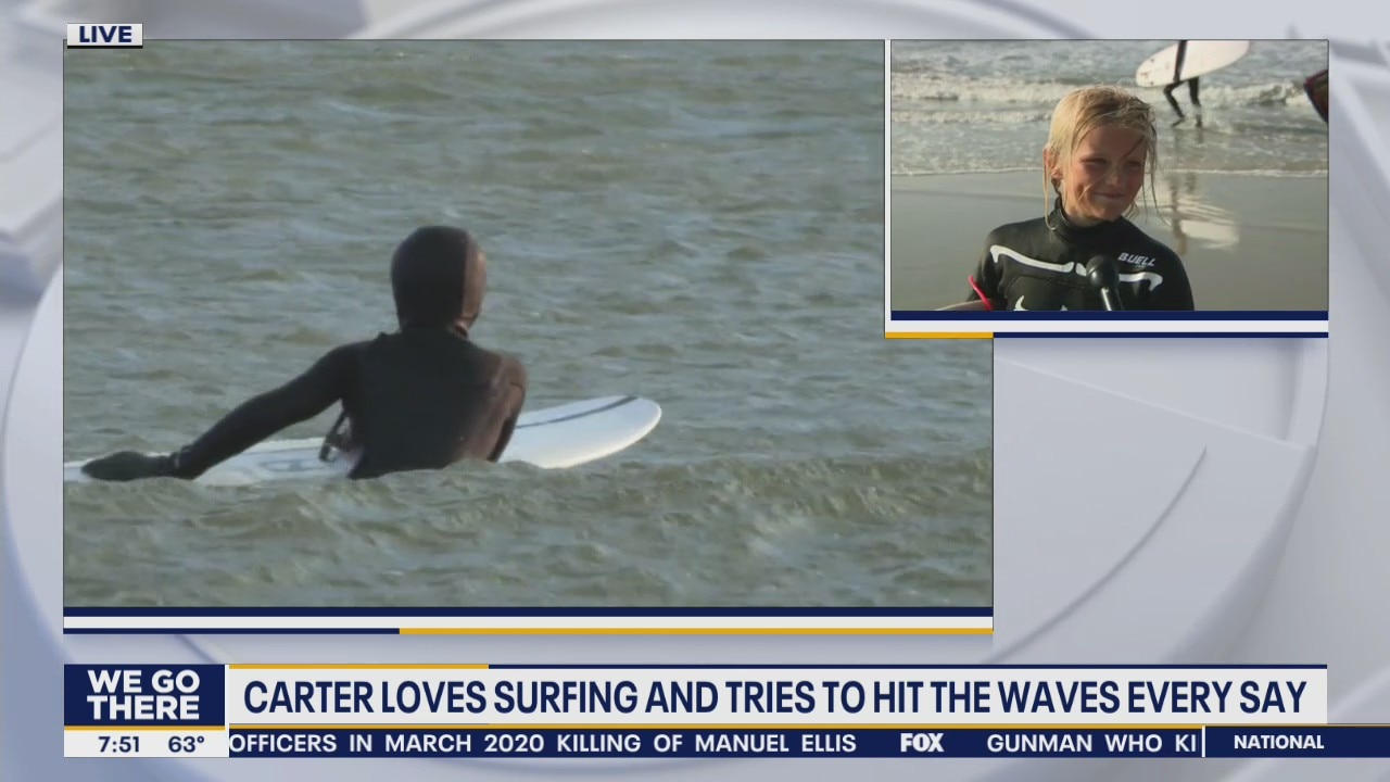9-year-old Carter Doorley attempts to surf 400 days in a row
