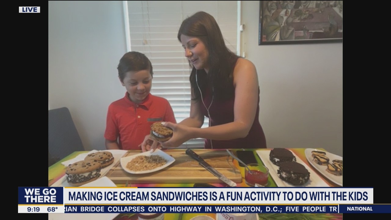 Making ice cream sandwiches for kids