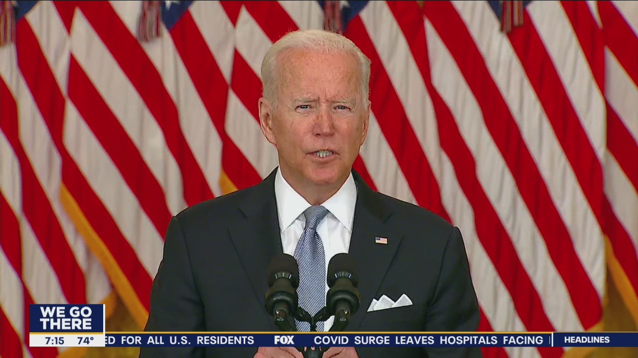 President Biden stands by decision to withdraw U.S. troops as Taliban takes over major cities in Afghanistan