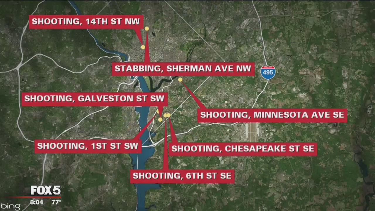 Violent night leaves 2 dead, several shot in parts of DC, Maryland