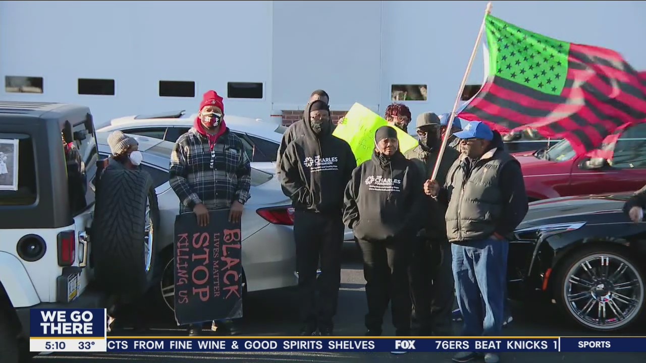 Demnonstrators protest outside of Delaware County fire company suspended for alleged racist comments