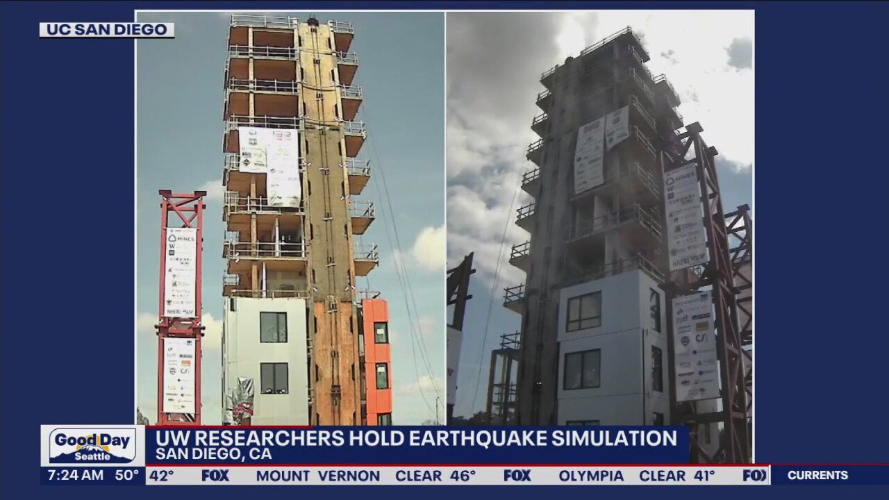 Earthquake simulation on wooden building