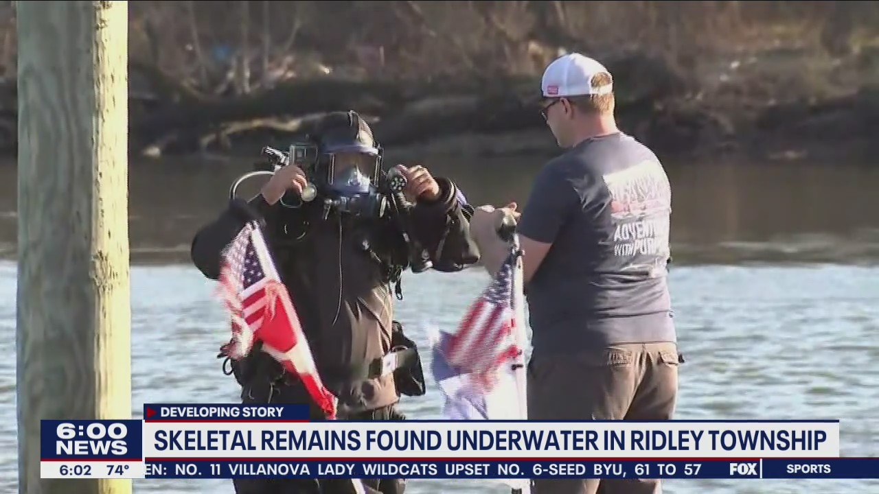Skeletal remains found underwater in Ridley Township