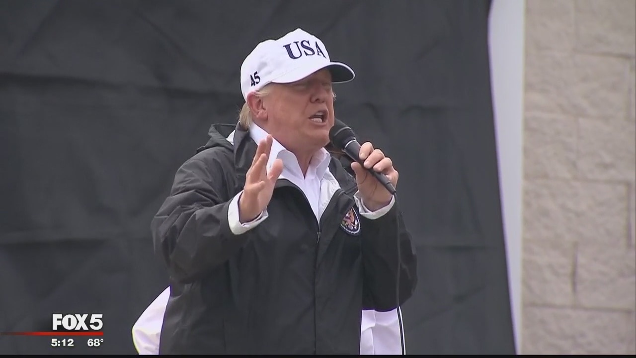 President Trump visits storm-ravaged Texas