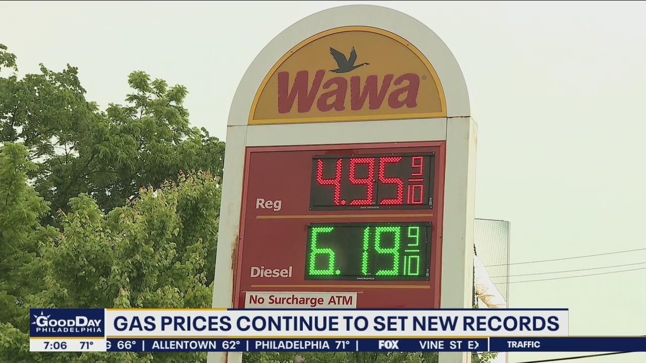Delaware Valley drivers feeling pain at the pump as national gas prices continue to set new records