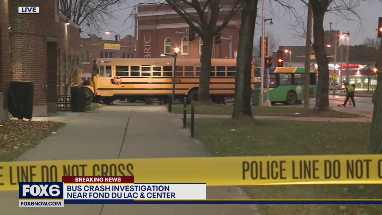 MCTS bus, school bus crash in Milwaukee; library struck