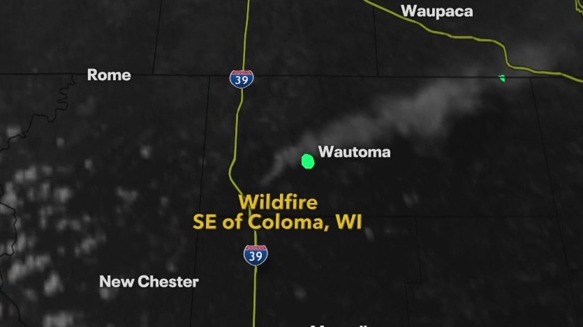 Wildfire burns near Coloma, Wisconsin