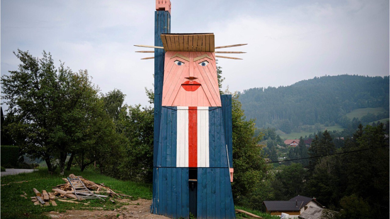 Unknown vandals torch wooden statue mocking President Trump in Slovenia
