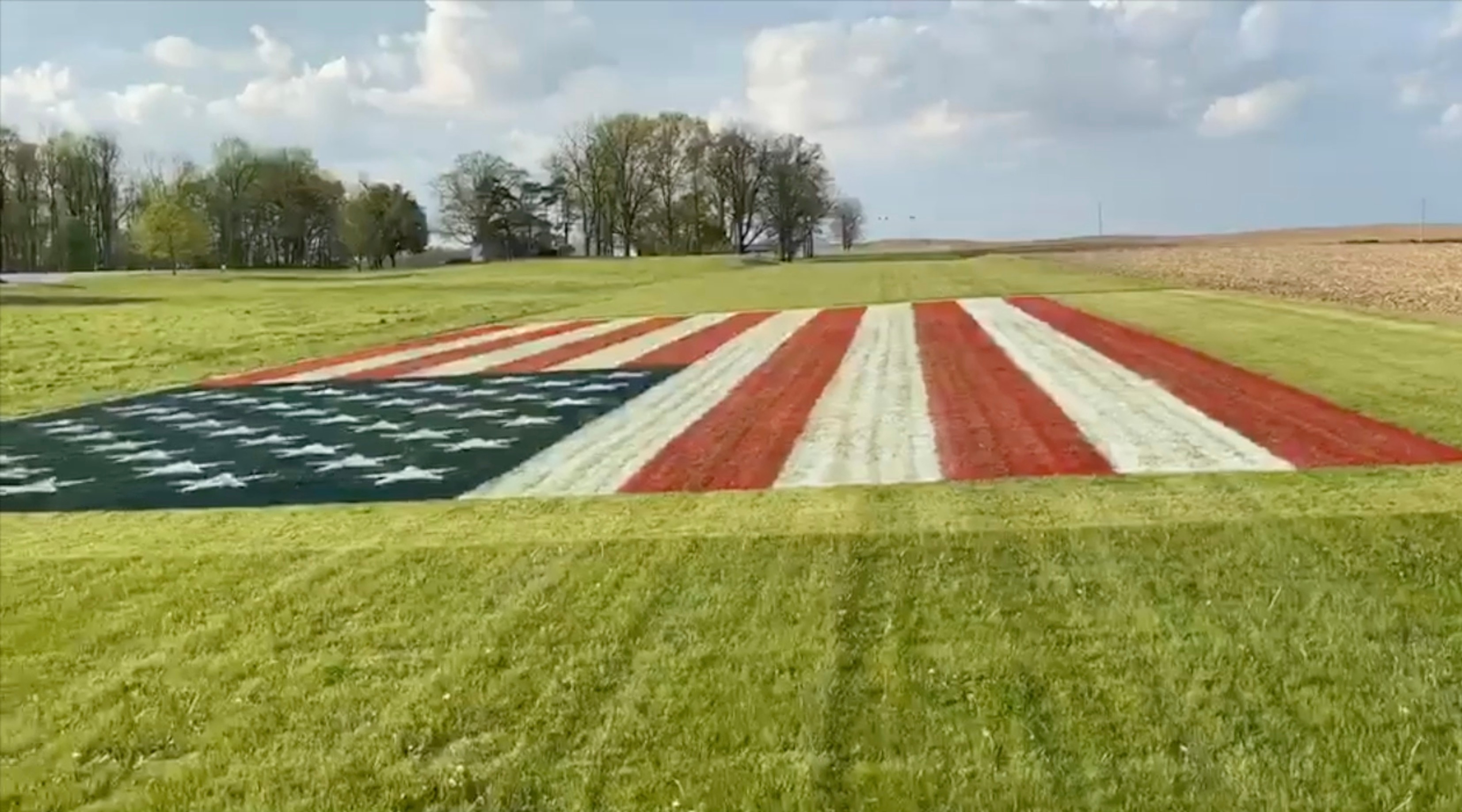 Giant flag painted on lawn