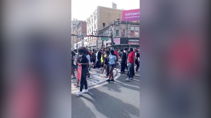 NJ protesters dance