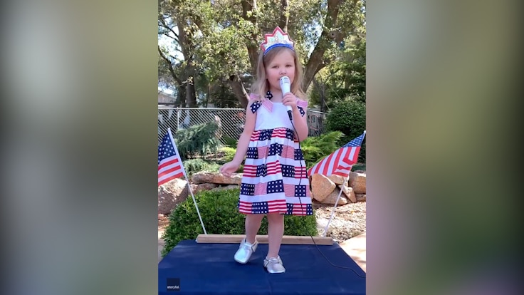 3-year-old sings God Bless America