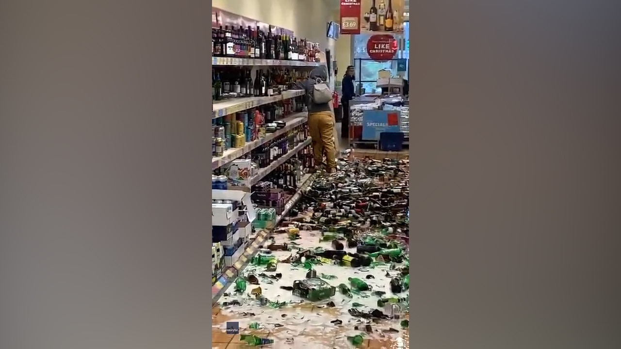 Woman shatters hundreds of bottles of alcohol in supermarket