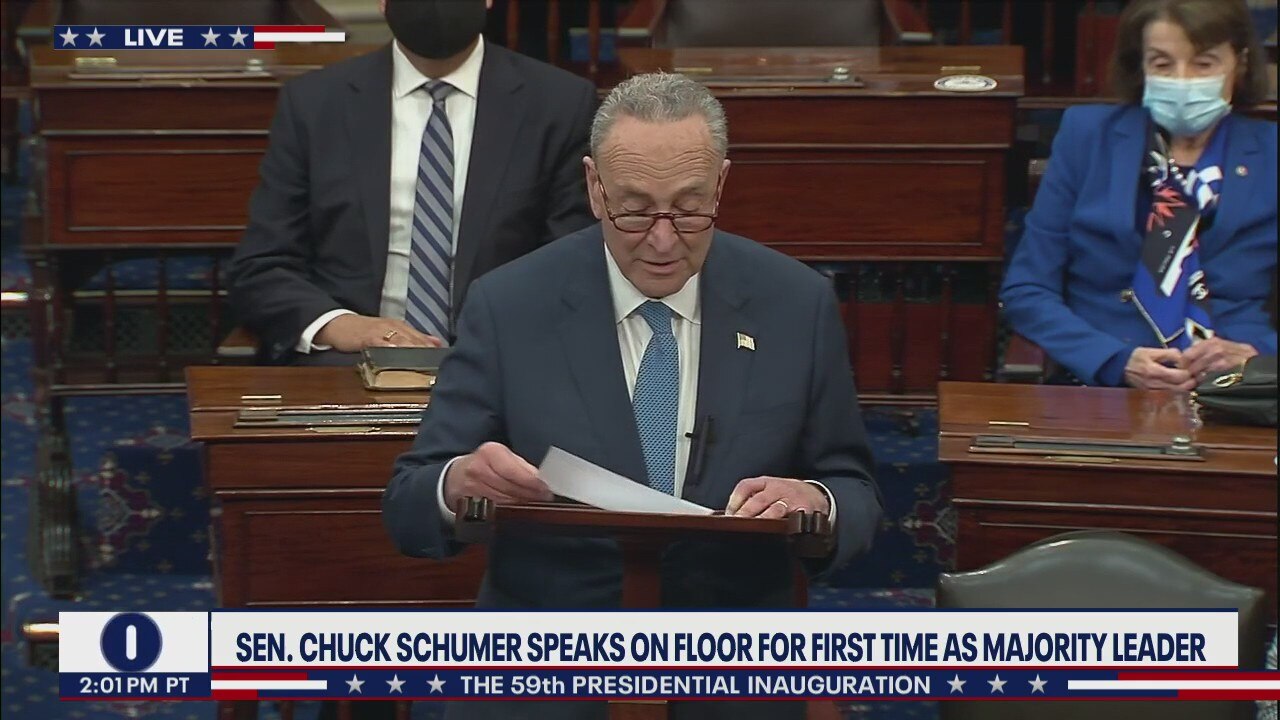 Sen. Chuck Schumer speaks on floor for 1st time as majority leader