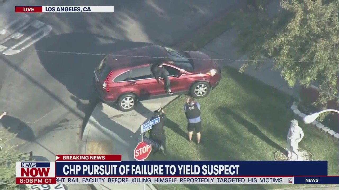 LA police pursuit: Watch this suspect surrender with car still in drive