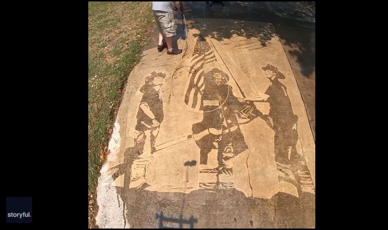 Artist uses power washer to recreate iconic 9/11 photo