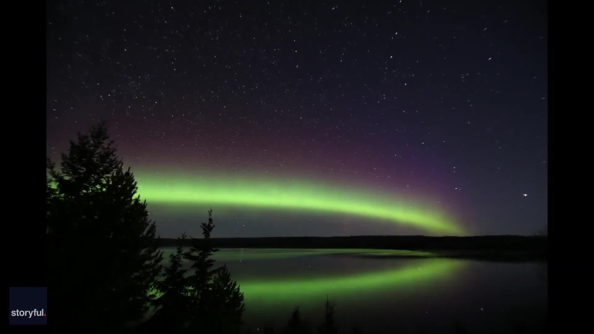 Northern lights brighten night sky over Alberta, Canada