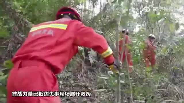 Firefighters respond after Eastern Airlines plane crashes in China