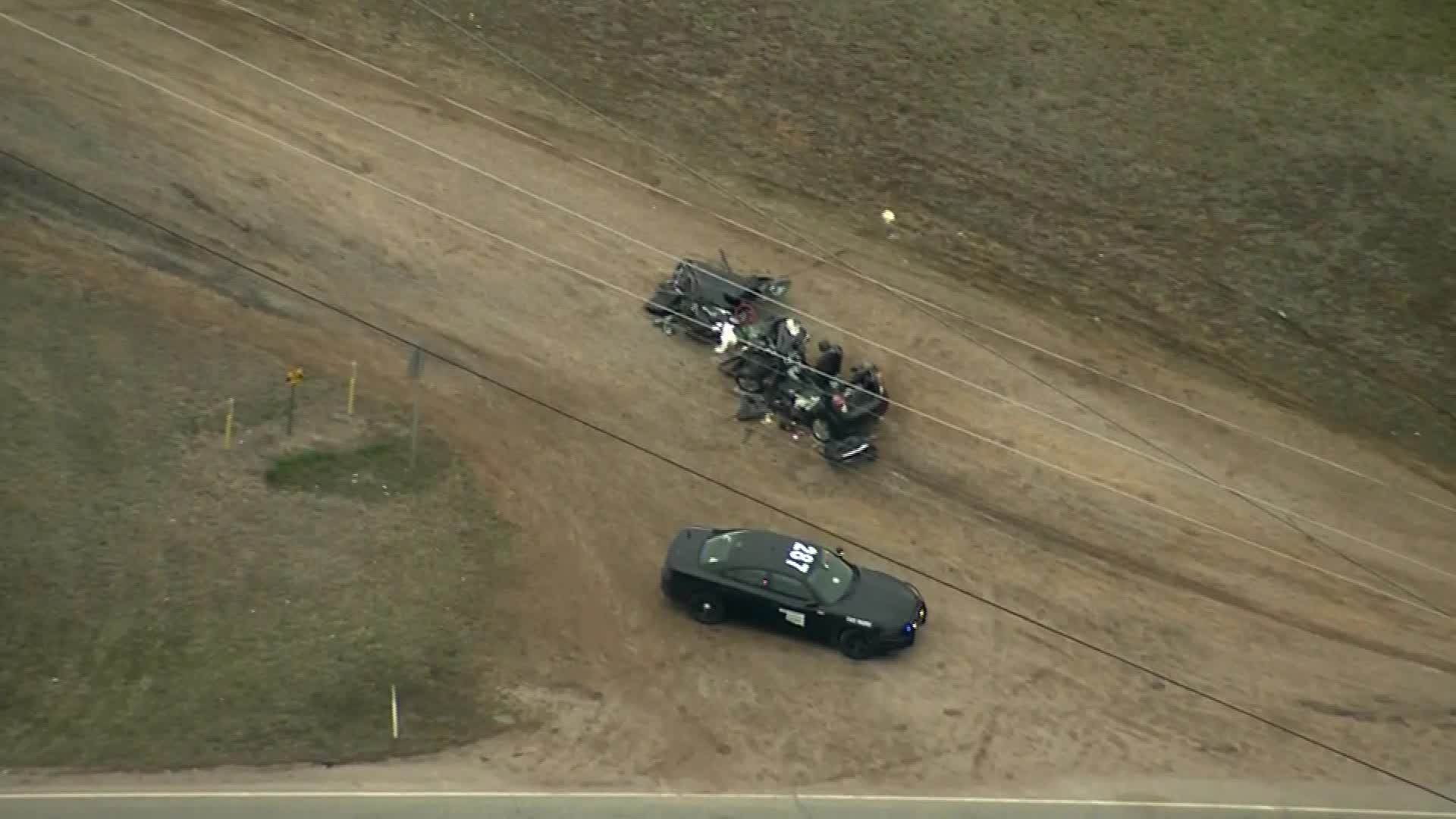 Aerial footage shows totaled vehicle following Oklahoma crash