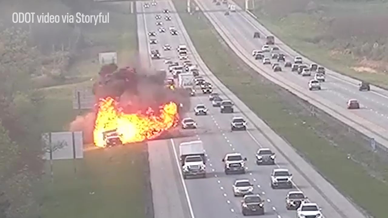 Fiery crash caught on video