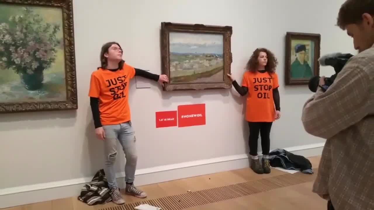 Climate activists glue themselves to Van Gogh painting in London