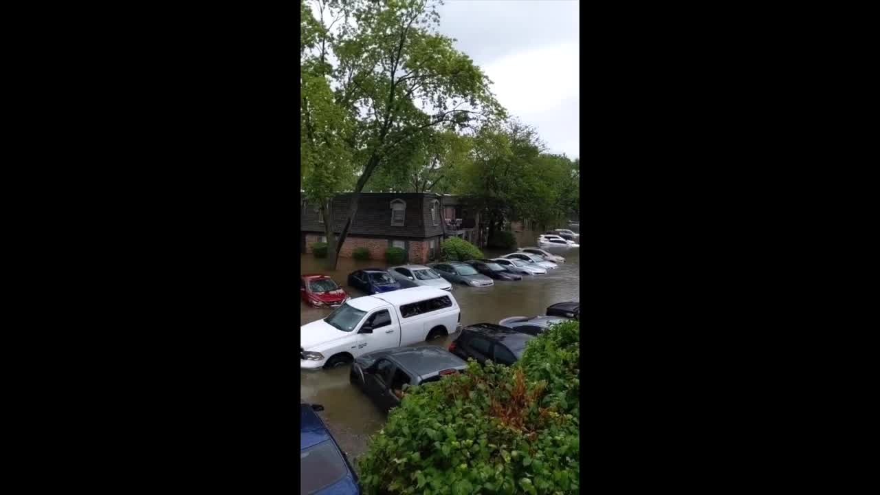 Resident surveys submerged vehicles as floodwaters inundate St. Louis area