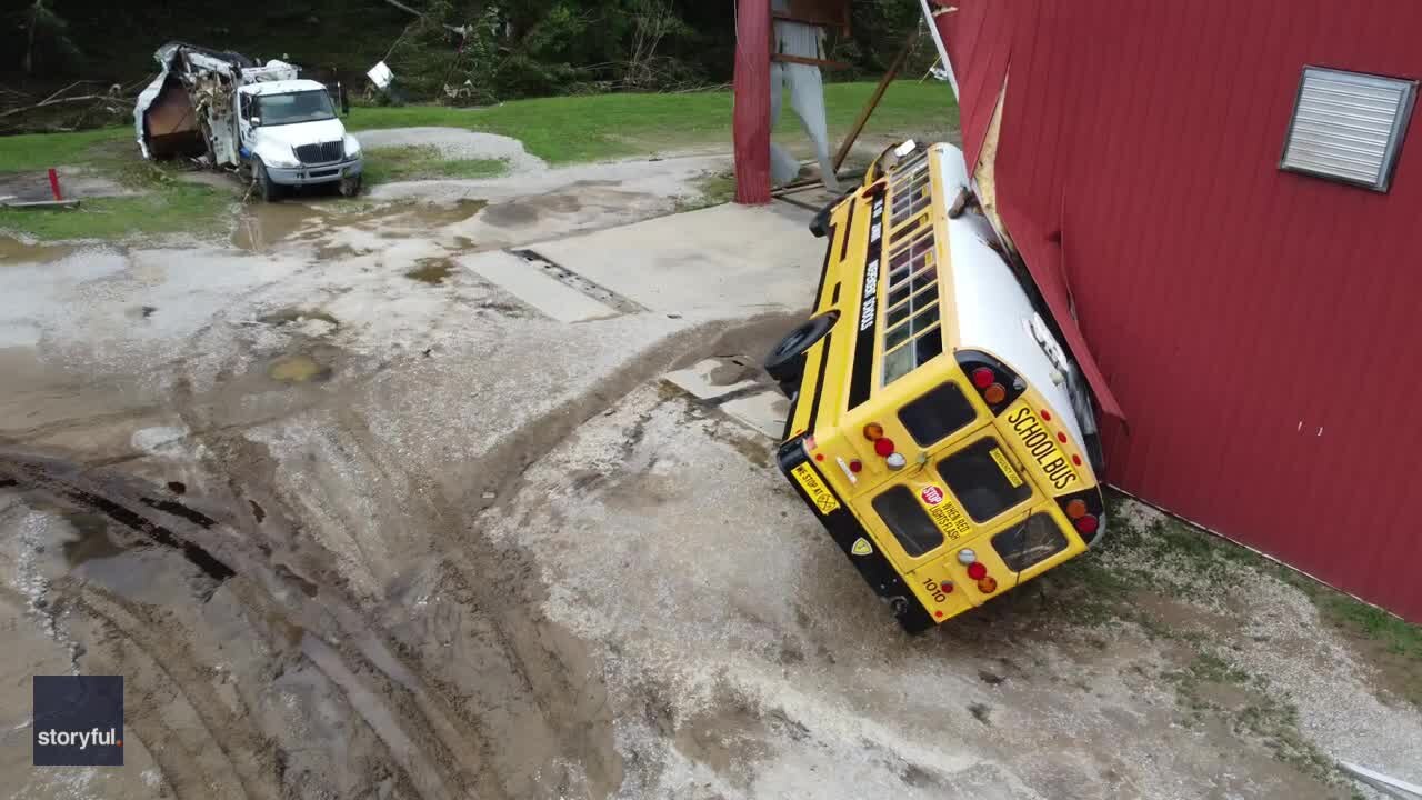 Drone video shows aftermath of deadly, historic Kentucky flooding