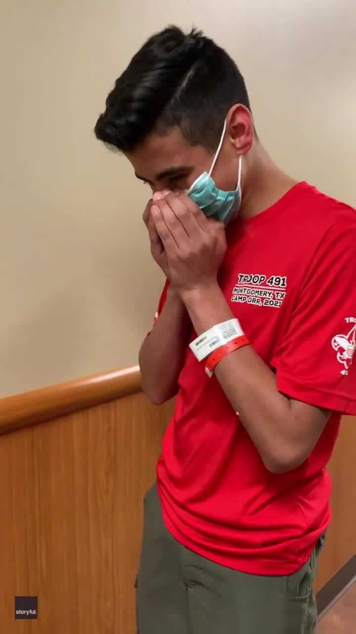 Watch teen squeak after swallowing chew toy
