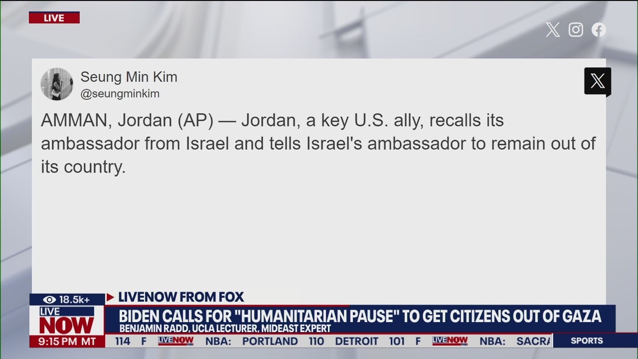 Israel-Hamas war: Israeli envoy recalled to Jordan