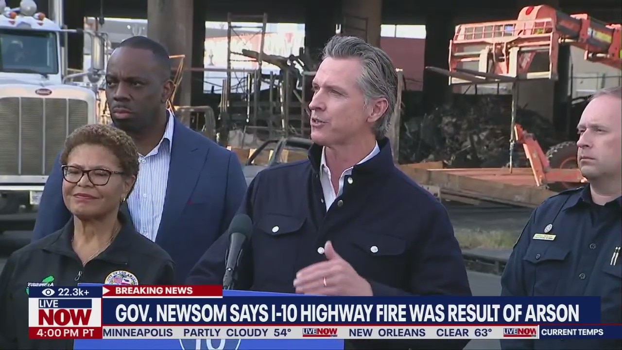 Massive L.A. highway fire likely arson, gov says