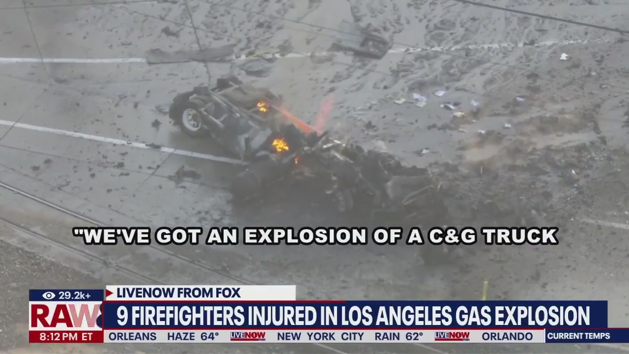 Explosion injures 9 firefighters in Los Angeles
